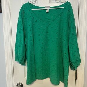 Ava and Viv Green Shirt 2X